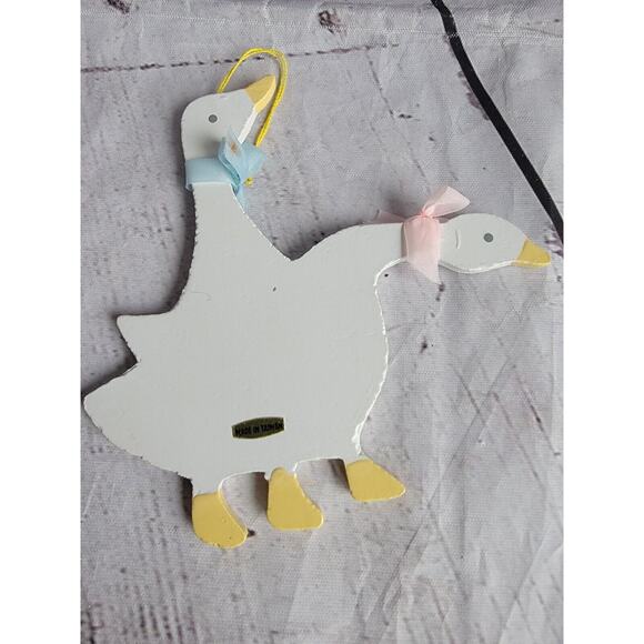 Goose Geese Hand Painted Wooden Christmas Ornaments Boy Girl Taiwan - Picture 5 of 6